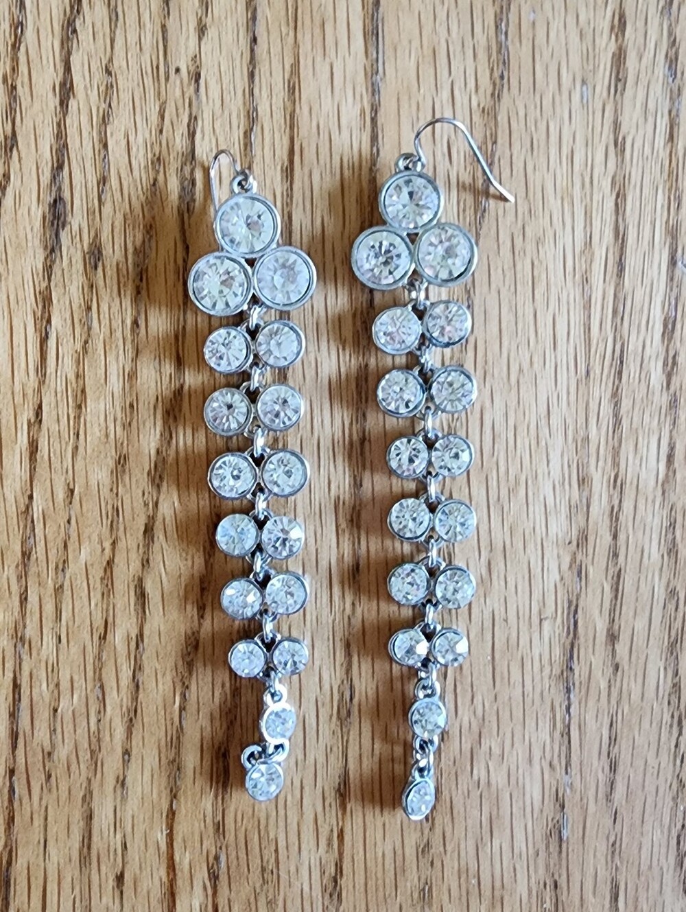 No Brand Silver Rhinestone Dangle Costume Jewelry Earrings